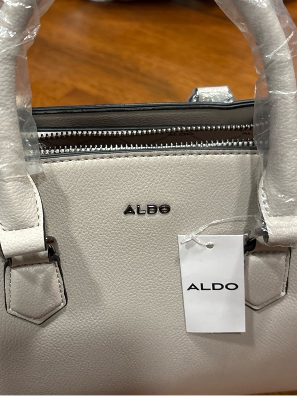 ALDO Cream Structured Satchel with Top Handles